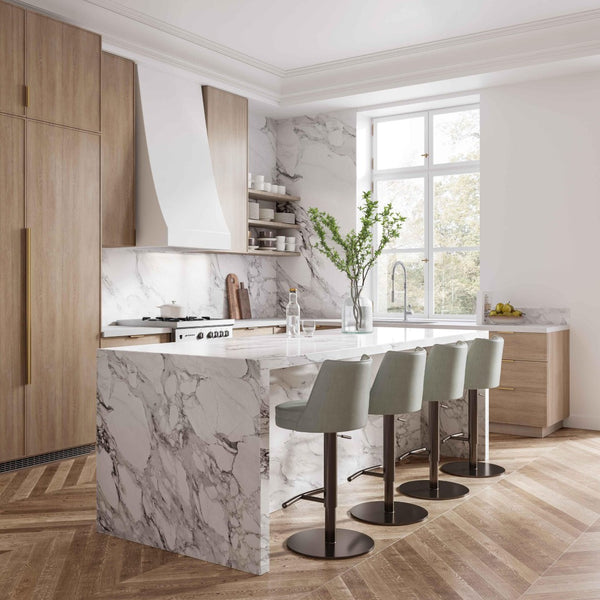 TOV Furniture Gala Adjustable Stool with Vegan Leather Upholstery - Modern, Durable, and Versatile Seating Solution Light Grey TOV-D68623