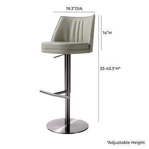 TOV Furniture Gala Adjustable Stool with Vegan Leather Upholstery - Modern, Durable, and Versatile Seating Solution Light Grey TOV-D68623