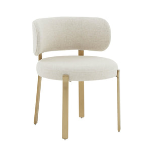 TOV Furniture Margaret Cream Performance Linen Dining Chair - Sculptural Comfort, Water-Repellent & Fully Assembled TOV-D68650