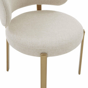 TOV Furniture Margaret Cream Performance Linen Dining Chair - Sculptural Comfort, Water-Repellent & Fully Assembled TOV-D68650