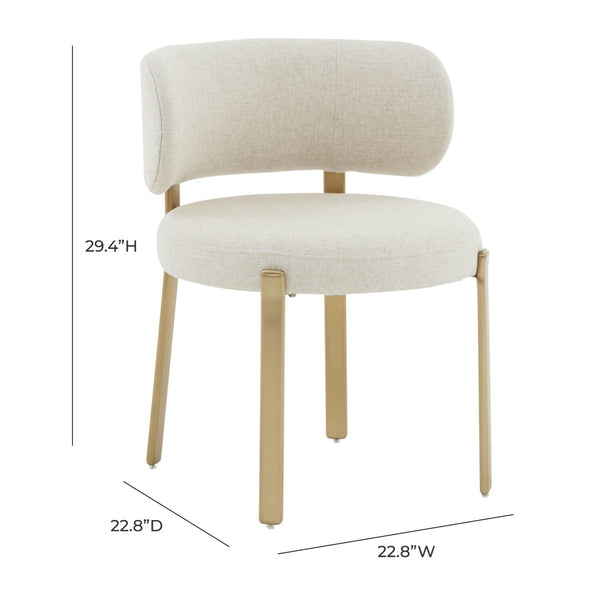 TOV Furniture Margaret Cream Performance Linen Dining Chair - Sculptural Comfort, Water-Repellent & Fully Assembled TOV-D68650