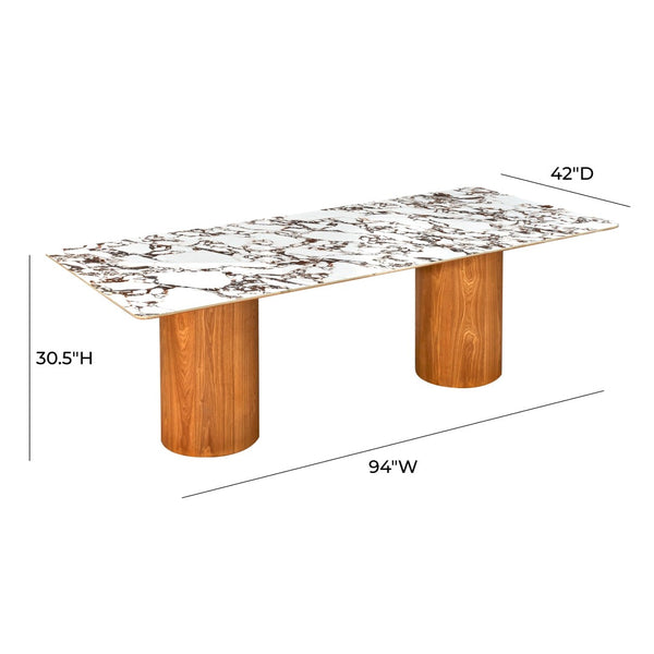 TOV Furniture Tamara 94" Marble Ceramic Dining Table - Elegant Centerpiece for Modern Homes, Seats 8 Guests! TOV-D68680