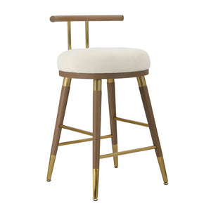 TOV Furniture Juniper Cream Velvet Stool – Plush Comfort & Stylish Design for Modern Kitchens and Home Bars Bar Height TOV-D68684