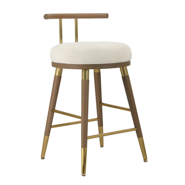 TOV Furniture Juniper Cream Velvet Stool – Plush Comfort & Stylish Design for Modern Kitchens and Home Bars Bar Height TOV-D68684