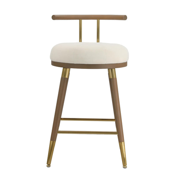 TOV Furniture Juniper Cream Velvet Stool – Plush Comfort & Stylish Design for Modern Kitchens and Home Bars Bar Height TOV-D68684