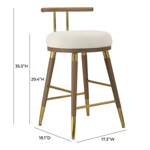 TOV Furniture Juniper Cream Velvet Stool – Plush Comfort & Stylish Design for Modern Kitchens and Home Bars Bar Height TOV-D68684