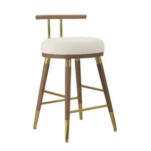 TOV Furniture Juniper Cream Velvet Stool – Plush Comfort & Stylish Design for Modern Kitchens and Home Bars Counter Height TOV-D68685