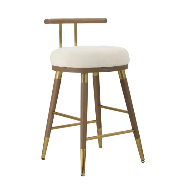 TOV Furniture Juniper Cream Velvet Stool – Plush Comfort & Stylish Design for Modern Kitchens and Home Bars Counter Height TOV-D68685