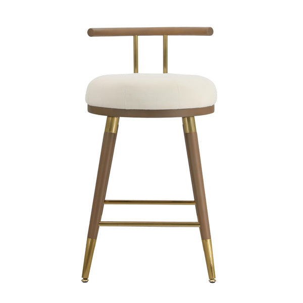 TOV Furniture Juniper Cream Velvet Stool – Plush Comfort & Stylish Design for Modern Kitchens and Home Bars Counter Height TOV-D68685