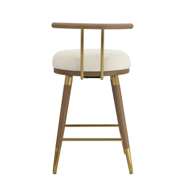 TOV Furniture Juniper Cream Velvet Stool – Plush Comfort & Stylish Design for Modern Kitchens and Home Bars Counter Height TOV-D68685