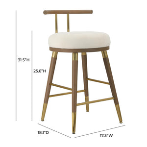 TOV Furniture Juniper Cream Velvet Stool – Plush Comfort & Stylish Design for Modern Kitchens and Home Bars Counter Height TOV-D68685