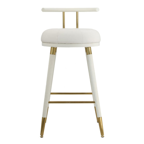 TOV Furniture Juniper Elegant Vegan Leather Stool with Gold Accents – Modern Minimalist Design for Your Space Bar Height TOV-D68686