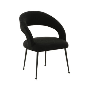 TOV Furniture Rocco Performance Boucle Dining Chair - Chic Mid-Century Modern Design with Glamorous Gold Legs Black TOV-D68704