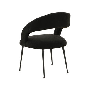 TOV Furniture Rocco Performance Boucle Dining Chair - Chic Mid-Century Modern Design with Glamorous Gold Legs Black TOV-D68704