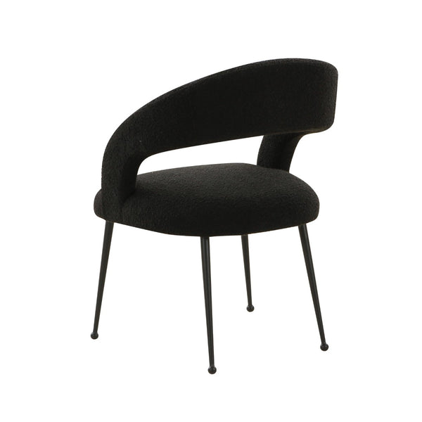 TOV Furniture Rocco Performance Boucle Dining Chair - Chic Mid-Century Modern Design with Glamorous Gold Legs Black TOV-D68704