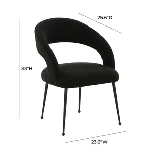 TOV Furniture Rocco Performance Boucle Dining Chair - Chic Mid-Century Modern Design with Glamorous Gold Legs Black TOV-D68704