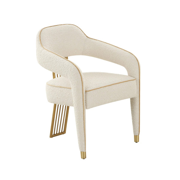 TOV Furniture Corralis Performance Boucle Dining Chair - Art Deco Elegance with Durable Comfort for Stylish Dining Cream TOV-D68705
