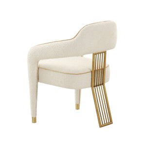 TOV Furniture Corralis Performance Boucle Dining Chair - Art Deco Elegance with Durable Comfort for Stylish Dining Cream TOV-D68705