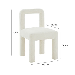 TOV Furniture Hazel Boucle Dining Chair - Modern Sculptural Design with Plush Foam for Comfortable Dining Experience Cream TOV-D68706