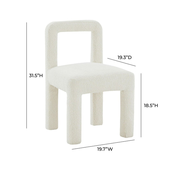 TOV Furniture Hazel Boucle Dining Chair - Modern Sculptural Design with Plush Foam for Comfortable Dining Experience Cream TOV-D68706