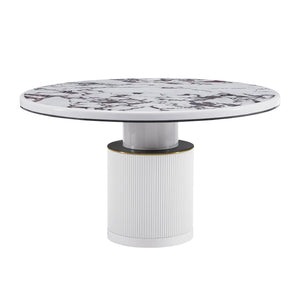 Vanessa White Marble Lacquer 53" Round Dining Table TOV-D68760 TOV Furniture