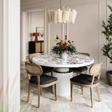Vanessa White Marble Lacquer 53" Round Dining Table TOV-D68760 TOV Furniture