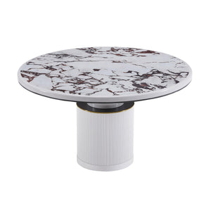 Vanessa White Marble Lacquer 53" Round Dining Table TOV-D68760 TOV Furniture