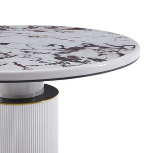 Vanessa White Marble Lacquer 53" Round Dining Table TOV-D68760 TOV Furniture