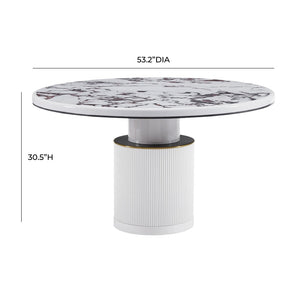 TOV Furniture Vanessa 53" Round Dining Table - Glamorous White Marble with Gold Accents, Ideal for Modern Spaces TOV-D68760