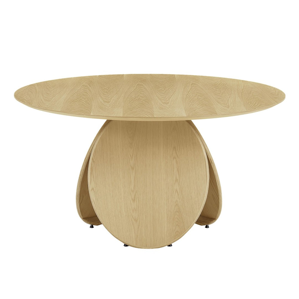 TOV Furniture Emil Oak Round Dining Table: Modern Design with Distinct Three-Disc Base, Seats 6 - Easy Assembly! TOV-D68762