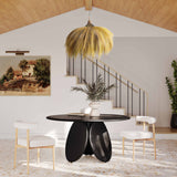 Emil Black Oak Round Dining Table TOV-D68763 TOV Furniture