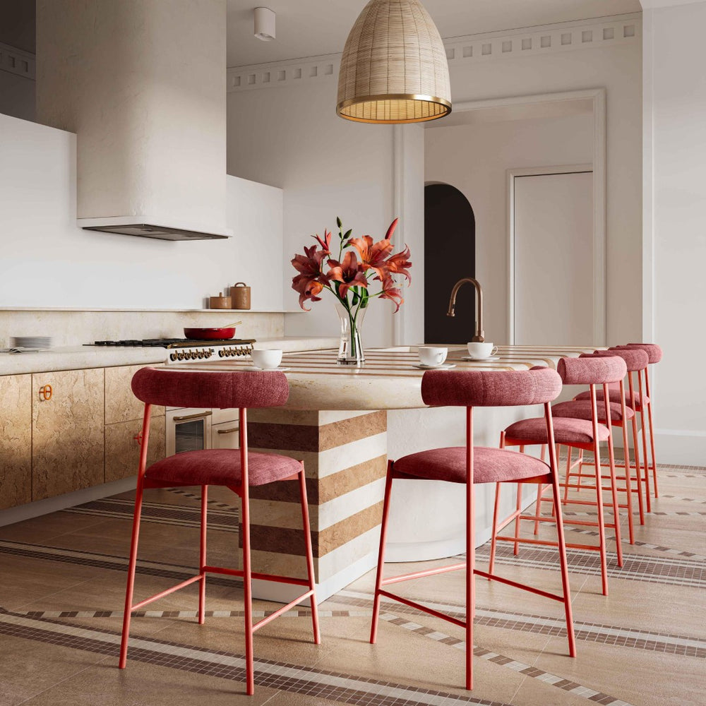 TOV Furniture Liliana Velvet Stool - Chic Memphis-Inspired Design, Water-Repellent Upholstery & Adjustable Heights TOV-D68768