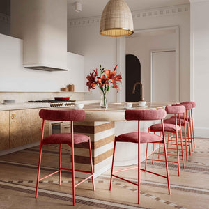 TOV Furniture Liliana Velvet Stool - Chic Memphis-Inspired Design, Water-Repellent Upholstery & Adjustable Heights TOV-D68768