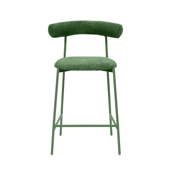TOV Furniture Liliana Performance Velvet Stool - Modern Glamour for Kitchen and Bar with Durable Comfort & Style Forest Green / Counter Height TOV-D68769