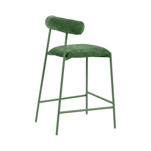 TOV Furniture Liliana Performance Velvet Stool - Modern Glamour for Kitchen and Bar with Durable Comfort & Style Forest Green / Counter Height TOV-D68769