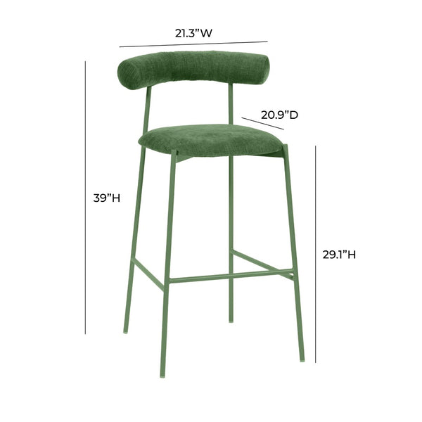 TOV Furniture Liliana Performance Velvet Stool - Modern Glamour for Kitchen and Bar with Durable Comfort & Style Forest Green / Bar Height TOV-D68770