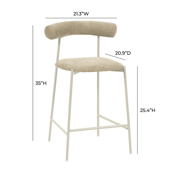 TOV Furniture Liliana Performance Velvet Stool - Modern Glamour for Kitchen and Bar with Durable Comfort & Style Taupe / Counter Height TOV-D68771