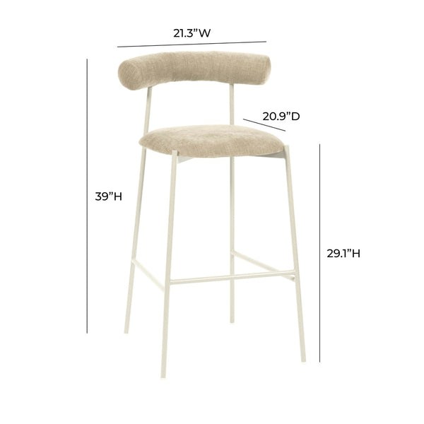 TOV Furniture Liliana Performance Velvet Stool - Modern Glamour for Kitchen and Bar with Durable Comfort & Style Taupe / Bar Height TOV-D68772