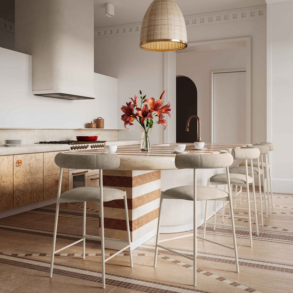 TOV Furniture Liliana Performance Velvet Stool - Modern Glamour for Kitchen and Bar with Durable Comfort & Style Taupe / Counter Height TOV-D68771