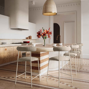 TOV Furniture Liliana Performance Velvet Stool - Modern Glamour for Kitchen and Bar with Durable Comfort & Style Taupe / Bar Height TOV-D68772