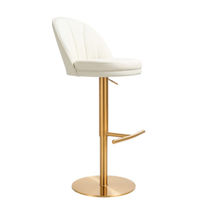 Venus Cream and Gold Adjustable Swivel Stool TOV-D68827 TOV Furniture