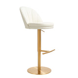 Venus Cream and Gold Adjustable Swivel Stool TOV-D68827 TOV Furniture