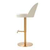 Venus Cream and Gold Adjustable Swivel Stool TOV-D68827 TOV Furniture