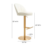 Venus Cream and Gold Adjustable Swivel Stool TOV-D68827 TOV Furniture