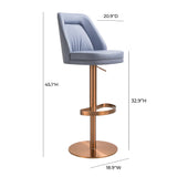 Maven Lavender Mist and Rose Gold Adjustable Swivel Stool TOV-D68828 TOV Furniture