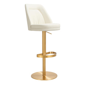 Maven Cream and Gold Adjustable Swivel Stool TOV-D68829 TOV Furniture