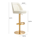 Maven Cream and Gold Adjustable Swivel Stool TOV-D68829 TOV Furniture