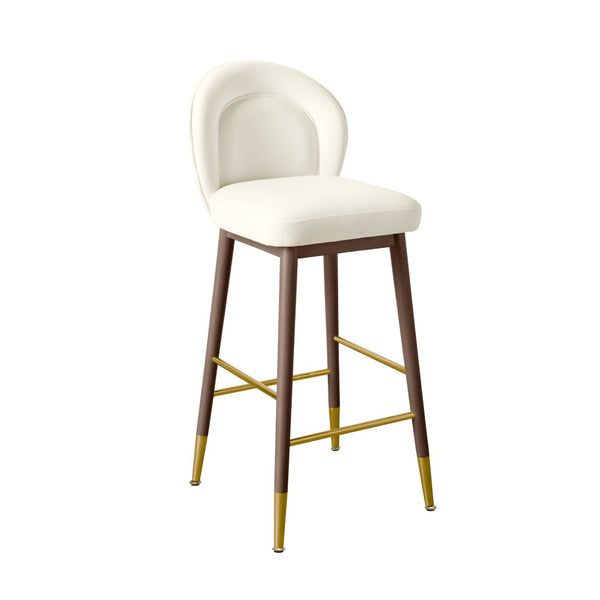 TOV Furniture Hailey Velvet Stool - Luxurious Mid-Century Design with Brass Accents for Chic Home Elegance Cream / Bar Height TOV-D68843