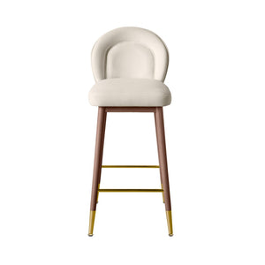 TOV Furniture Hailey Velvet Stool - Luxurious Mid-Century Design with Brass Accents for Chic Home Elegance Cream / Bar Height TOV-D68843