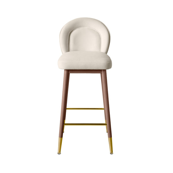 TOV Furniture Hailey Velvet Stool - Luxurious Mid-Century Design with Brass Accents for Chic Home Elegance Cream / Bar Height TOV-D68843